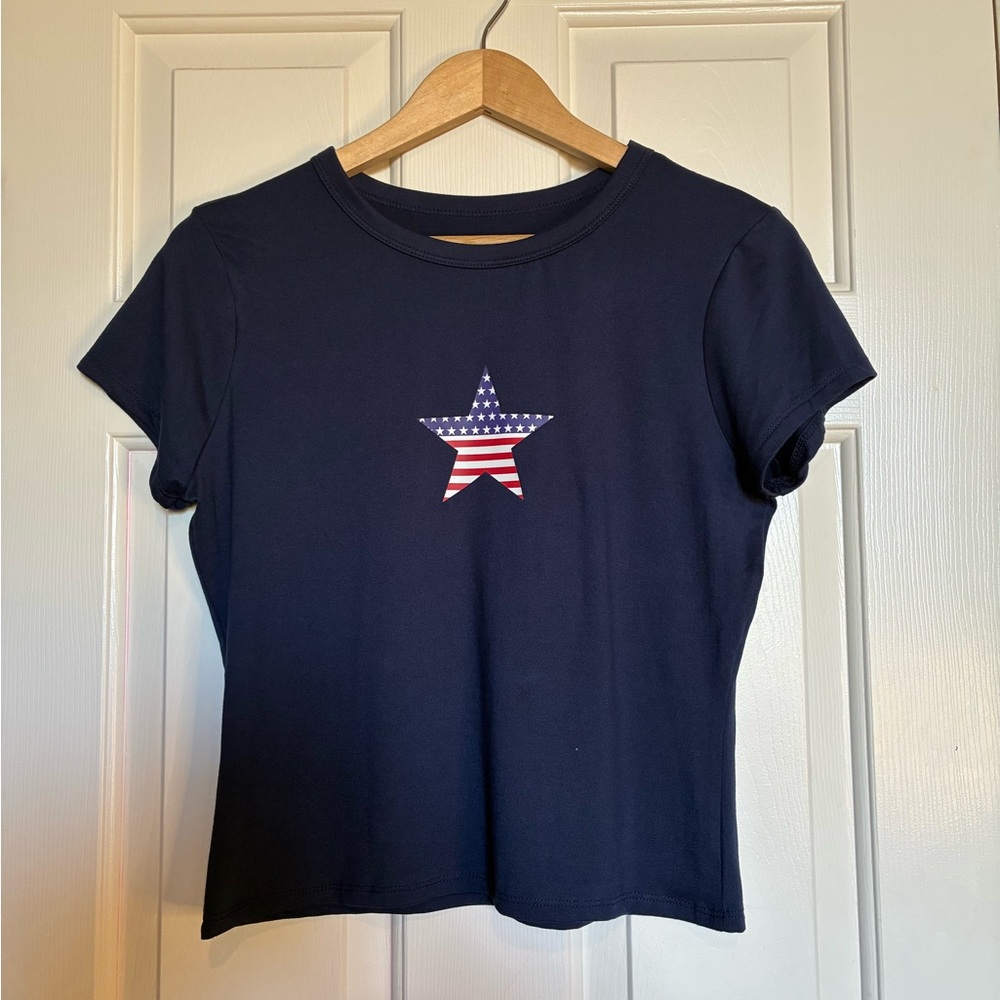 Harper&Ivy Navy Star Tee with Patriotic Design
